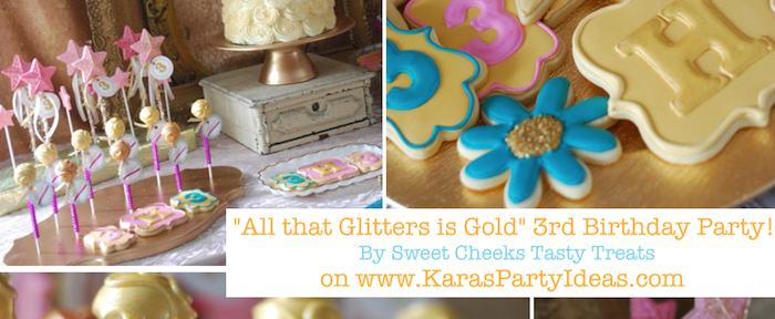 All that Glitters is Gold superstar themed 3rd birthday party via Kara's Party Ideas KarasPartyIdeas.com #gold #sparkle #glitter #all that #birthday #party #ideas