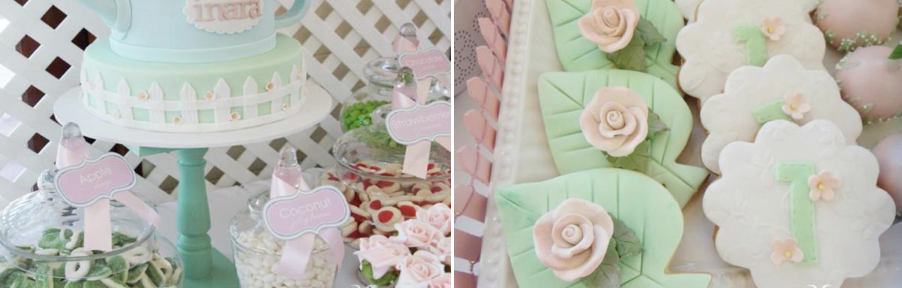 Rose Garden 1st birthday party via Kara's Party Ideas karaspartyideas.com #rose #garden #birthday #party #1st #ideas #cake #cupcakes #idea #supplies