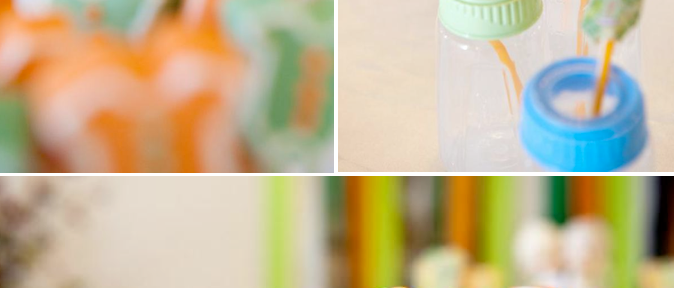 Precious Moments themed baby shower full of cute ideas! Love the bottles used as drinking glasses! Via Kara's Party Ideas KarasPartyIDeas.com #precious #moments #baby #shower #ideas