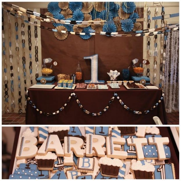 Kara's Party Ideas Blue and Brown Boy's 1st Birthday Party | Kara's ...