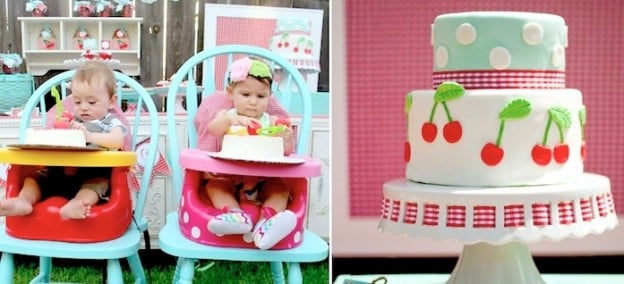 Cherry on Top themed birthday party! Via Kara's Party Ideas KarasPartyIdeas.com Adorable! #cherrycupcakes #cherryparty