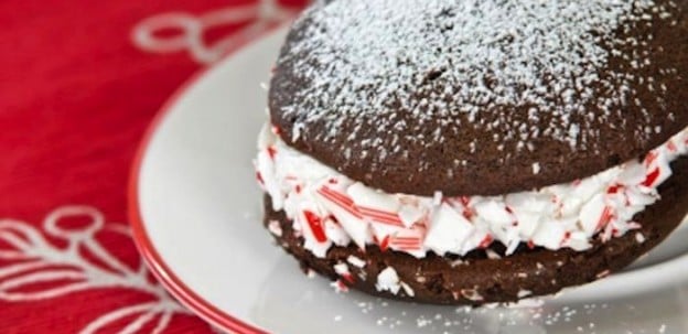 Chocolate Peppermint Holiday Christmas Whoopie Pie Recipe via Kara's Party Ideas KarasPartyIdeas.com