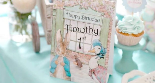 Peter Rabbit Themed 1st Birthday Party with Full of Really Cute Ideas via Kara's Party Ideas | KarasPartyIdeas.com #PeterRabbit #BeatrixPotter #PartyIdeas #Supplies (1)