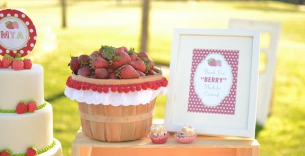 Strawberry Picnic Party with REALLY CUTE IDEAS via Kara's Party Ideas | KarasPartyIdeas.com #strawberrysoiree #berrybash #strawberrycake #partyideas (1)