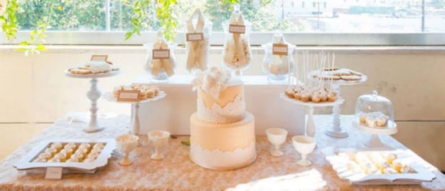 Nude, Beige, and Lace Dessert Table withe Such Gorgeous Ideas via Kara' s Party Ideas! Full of decorating tips, cakes, recipes, favors, printables, games, and so much MORE! KarasPartyIdeas.com #beigedesserttable #elegantdesserttable #desserttableideas #weddingdesserttable #partystyling #eventstyling #partydecor #partyideas #partyplanning (1)