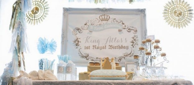Royal Prince 1st birthday party with lots of Really Cute Ideas via kara's party ideas! full of decorating ideas, dessert, cake, cupcakes, favors and more! KarasPartyIdeas.com #princeparty #firstbirthday #partydecor #partyplanning (1)