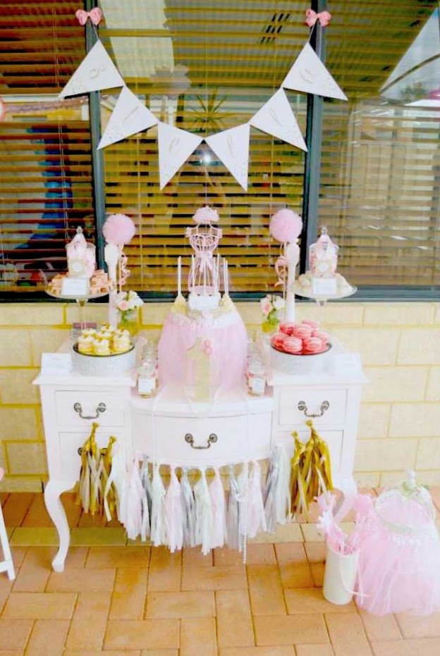 Kara's Party Ideas Glitter Gold Pink Princess 1st Birthday Party | Kara ...
