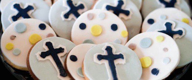 Confetti themed First Communion Party with Such Cute Ideas via Kara's Party Ideas | Cake, decor, cupcakes, recipes, favors, printables, games, and MORE! KarasPartyIdeas.com #confetti #confetticake #firstcommunion #partyideas #partydesign #partystyling #eventplanning (1)