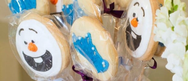 frozen themed birthday party cookie pops via Kara's Party Ideas KarasPartyIdeas.com