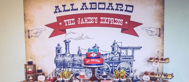 Vintage train birthday party via Kara's Party Ideas KarasPartyIdeas.com Cake, food, invitation and more! #trainparty #trains #partystyling #partyplanning #partydesign (1)