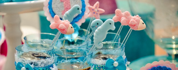 Mermaid themed 1st birthday party via Kara's Party Ideas KarasPartyIdeas.com #mermaidparty #underthesea #mermaids #karaspartyideas Cake, printables, cupcakes, games, and more! (1)