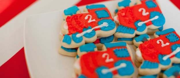 Adorable Red + Blue Choo Choo Train themed birthday party via Kara's Party Ideas KarasPartyIdeas.com Printables, cake, desserts, favors, supplies, and more! #choochootrain #trainparty (1)