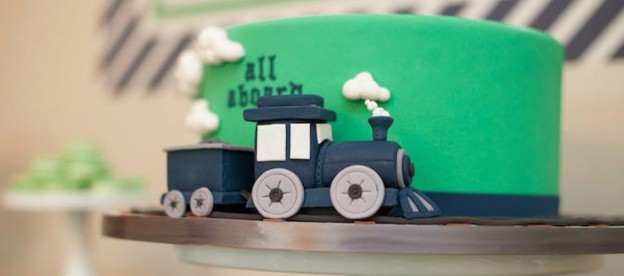 Navy & Green Train themed birthday party via Kara's Party Ideas KarasPartyIdeas.com Tutorials, cake, printables, favors, recipes, supplies, and more! #trainparty #choochootrain #trainstation (1)