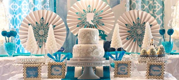 Glamorous Frozen themed birthday party via Kara's Party Ideas KarasPartyIdeas.com Cake, invitation, supplies, banners, tableware. and more! #frozen #frozenparty (1)