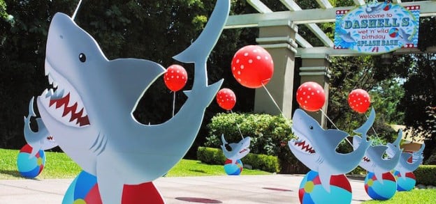 Wet n Wild Shark themed birthday party via Kara's Party Ideas KarasPartyIdeas.com Cake, printables, invitation, favors, cupcakes, supplies, and more! #sharkparty #sharkcake (1)