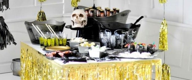 Halloween black + gold party by Kara Allen | Kara's Party Ideas using Party Peacock reusable party kits