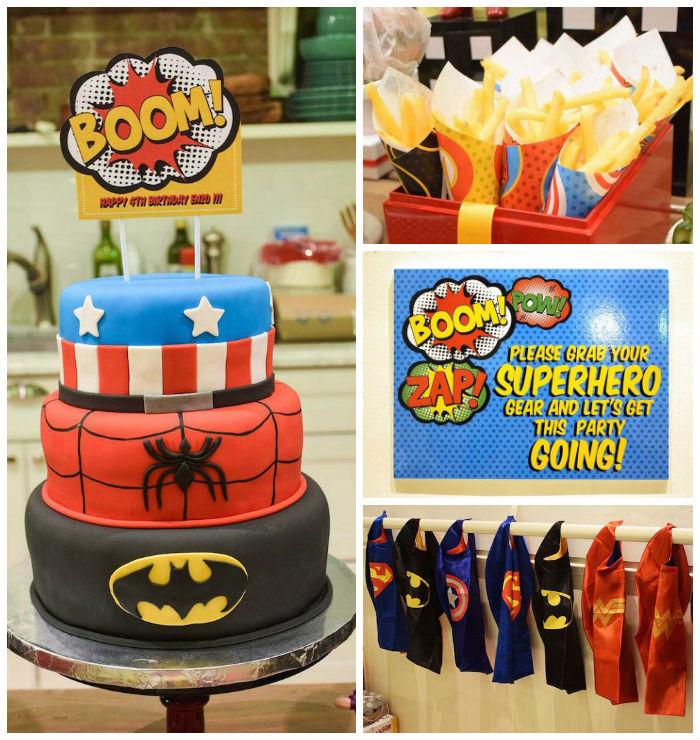 Kara's Party Ideas Superhero 4th Birthday Party | Kara's Party Ideas