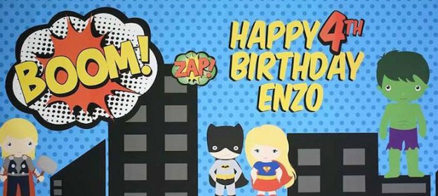 Superhero themed 4th birthday party via Kara's Party Ideas KarasPartyIdeas.com Decor, food, cake, cupcakes, and more! #superhero #superheroparty #superheropartyideas #superherocake (1)