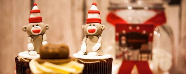 Retro Sock Monkey + Tricycle Themed Birthday Party via Kara's Party Ideas KarasPartyIdeas.com Cake, decor, cupcakes, favors, banners, food and more! #sockmonkey #sockmomkeyparty #retroparty #retrosockmonkey #tricycleparty #gendernneutralpartyideas (2)