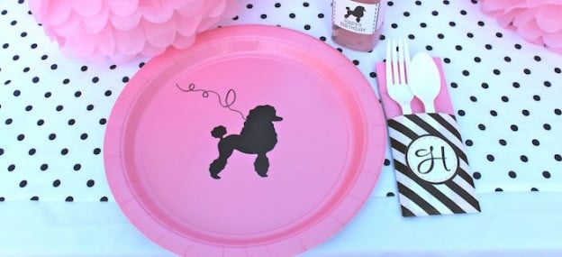 Poodle Skirt Themed Birthday Party via Kara's Party Ideas KarasPartyIdeas.com Cake, tutorials, stationery, favors, supplies, and more! #poodleskirt #poodleparty #pinkandblackparty #poodleskirtyparty #karaspartyideas #girlbirthdayparty #piolkadotparty (1)