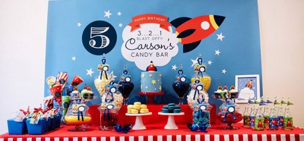 3, 2, 1 Blast Off Themed Candy Bar + Party via Kara's Party Ideas KarasPartyIdeas.com #rocketshipparty #spacepartyideas #spaceparty #321blastoff (2)