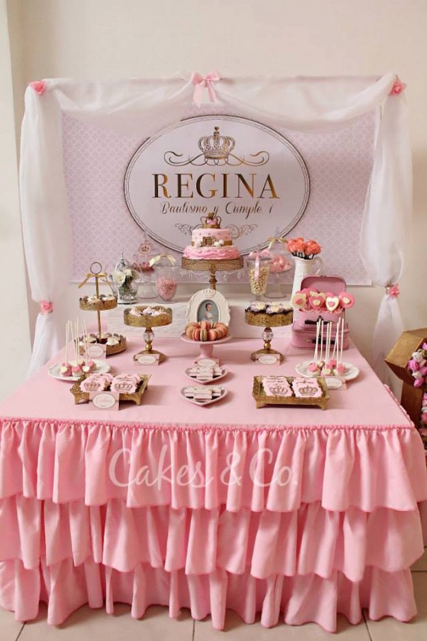Kara's Party Ideas Pink & Gold Princess 1st Birthday Party | Kara's ...