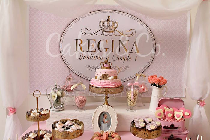 Kara's Party Ideas Pink & Gold Princess 1st Birthday Party | Kara's ...