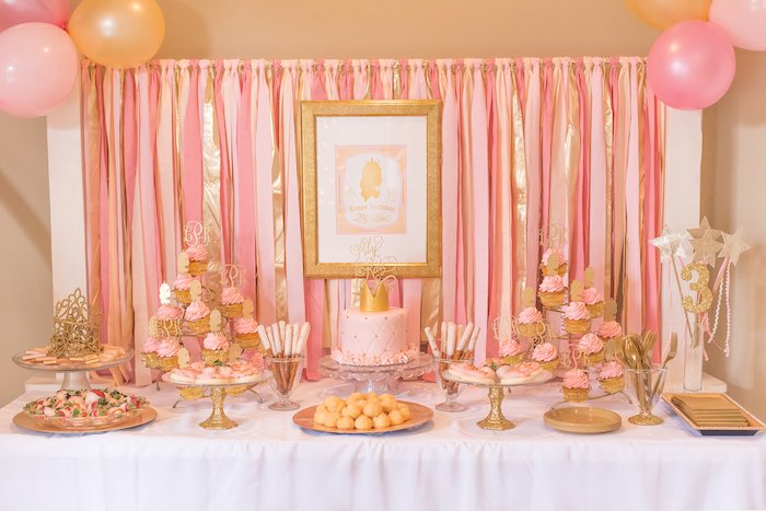 Kara's Party Ideas Pink & Gold Princess Themed Birthday Party | Kara's ...