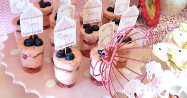 Chic Pink Carousel themed birthday party via Kara's Party Ideas! Full of party ideas, recipes, supplies, tutorials, printables and more! KarasPartyIdeas.com #chicpinkcarouselparty (2)