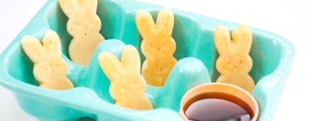 Easter morning pancake Peeps! Pancake bunny dippers via Kara's Party Ideas | Kara Allen | KarasPartyIdeas.com_-4