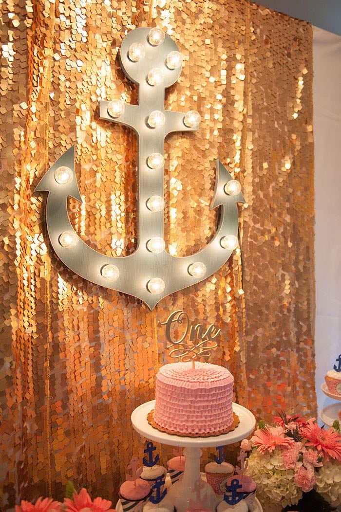 Kara's Party Ideas Pink Nautical Birthday Party