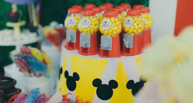 Circus Favor Stand with Gumball Machine Favors from a Mickey Mouse Circus Birthday Party via Kara's Party Ideas KarasPartyIdeas.com (3)
