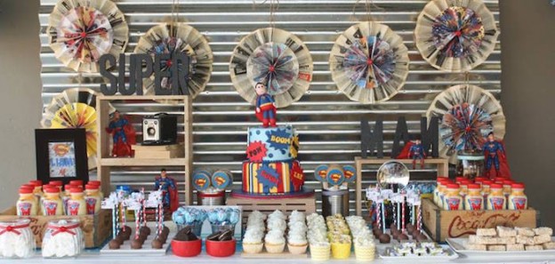 Dessert Table from a Superman Birthday Party via Kara's Party Ideas KarasPartyIdeas.com (2)