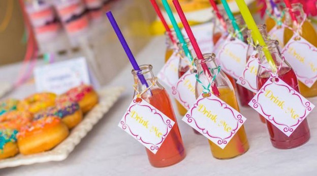 Drinks from an Alice in Wonderland Birthday Party via Kara's Party Ideas KarasPartyIdeas.com (1)