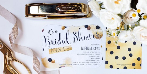 Invitation + Misc Items from a Black, White & Gold Geometric Bridal Shower via Kara's Party Ideas | KarasPartyIdeas.com (1)