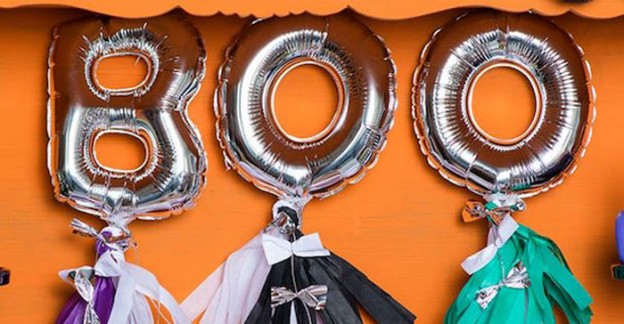 Mini Mylar Letter Balloons from a Boo'Ya Colorful Halloween Party via Kara's Party Ideas | KarasPartyIdeas.com (1)
