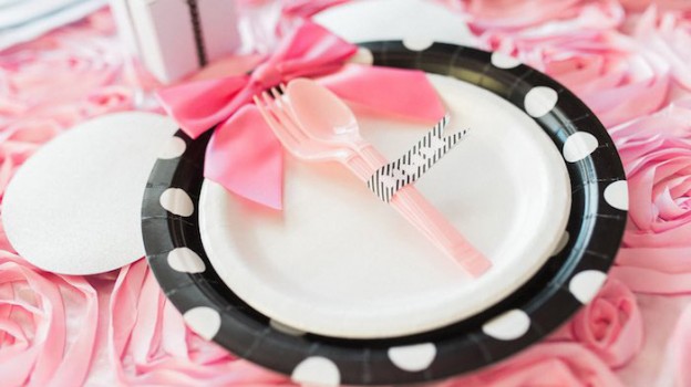Place Setting from an Elegant Minnie Mouse Boutique Birthday Party via Kara's Party Ideas! KarasPartyIdeas.com (1)