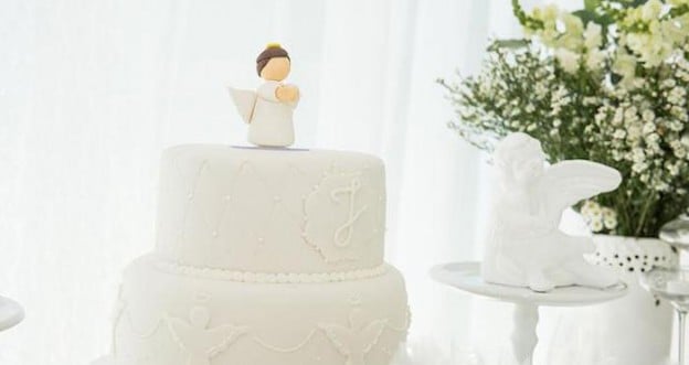 Cake from an Elegant White Baptism Dessert Table via Kara's Party Ideas | KarasPartyIdeas.com (1)
