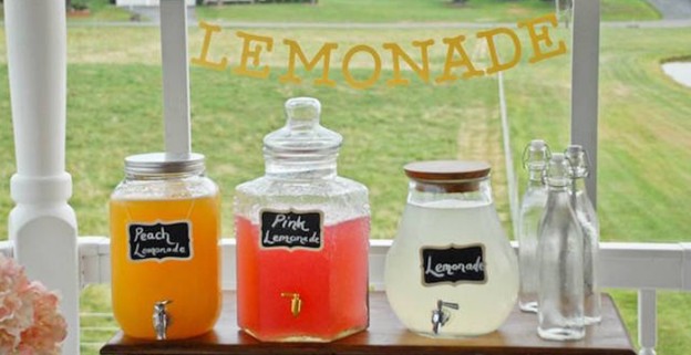Lemonade Filled Canisters from a Lemonade Stand Birthday Party via Kara's Party Ideas KarasPartyIdeas.com (1)