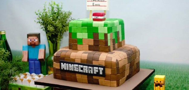 Cake from a Minecraft Birthday Party via Kara's Party Ideas | KarasPartyIdeas.com (2)