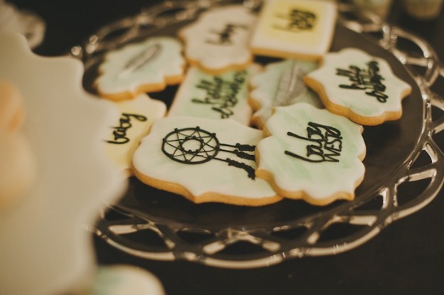 Cookies at a Dreamcatcher Baby Shower l KarasPartyIdeas.com #babyshower #bohemian #partyideas #dreamcatcher #boho #cookies