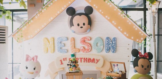 Backdrop from a Baby Mickey Themed Birthday Party via Kara's Party Ideas | KarasPartyIdeas.com (2)
