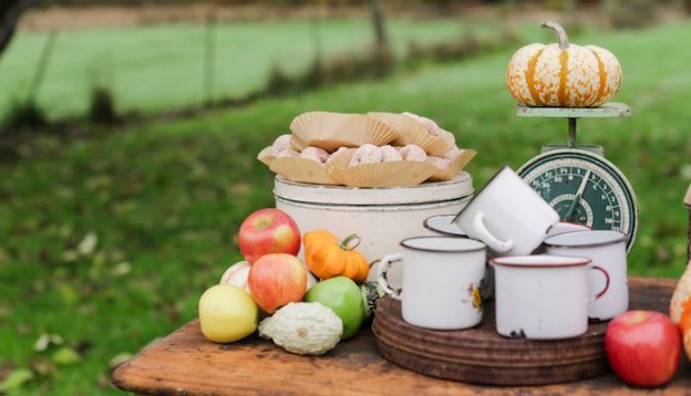 Drink + Donut Table from a Kids Friendsgiving + Thanksgiving Themed Party via Kara's Party Ideas! KarasPartyIdeas.com (1)