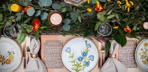 Dining Tablescape from a Backyard Vintage Girls Night Soiree via Kara's Party Ideas! KarasPartyIdeas.com (1)