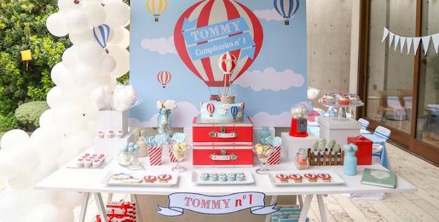 Dessert Table from a Hot Air Balloon Birthday Party via Kara's Party Ideas | KarasPartyIdeas.com (1)