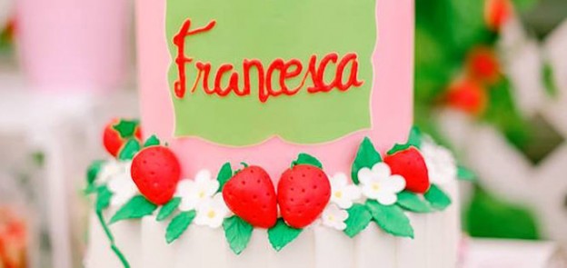 Cake from a Strawberry Garden Party via Kara's Party Ideas | KarasPartyIdeas.com (2)