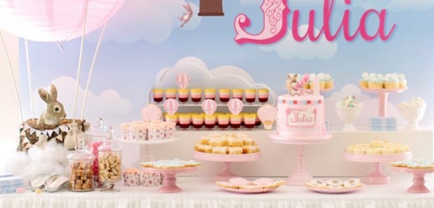Sweet Table from a Belle & Boo Bunny + Hot Air Balloon Party via Kara's Party Ideas | KarasPartyIdeas.com (1)