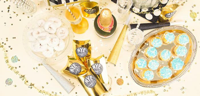 Kara's Party Ideas Black and Gold New Years Eve Party | Kara's Party Ideas