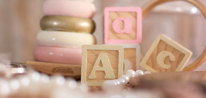 Blocks + Decor from an Elegant Princess Baby Shower via Kara's Party Ideas | KarasPartyIdeas.com (3)