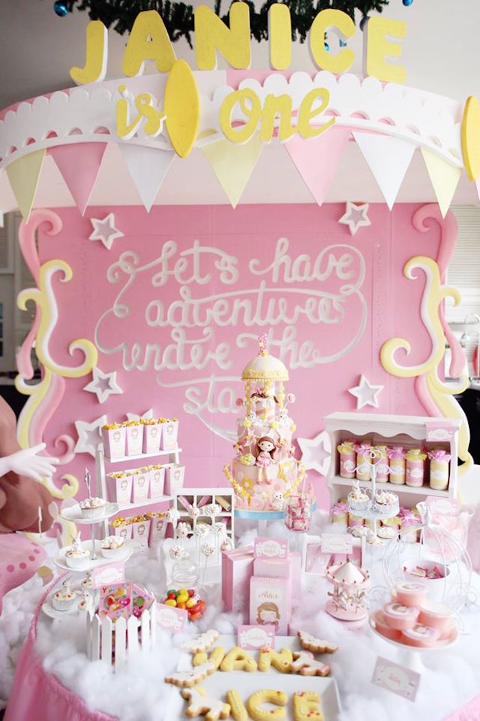 Kara's Party Ideas Carousel Gold and Pink Birthday Party | Kara's Party ...